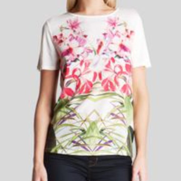 White Renella Mirrored Floral Tee Short Sleeve - Picture 2 of 9
